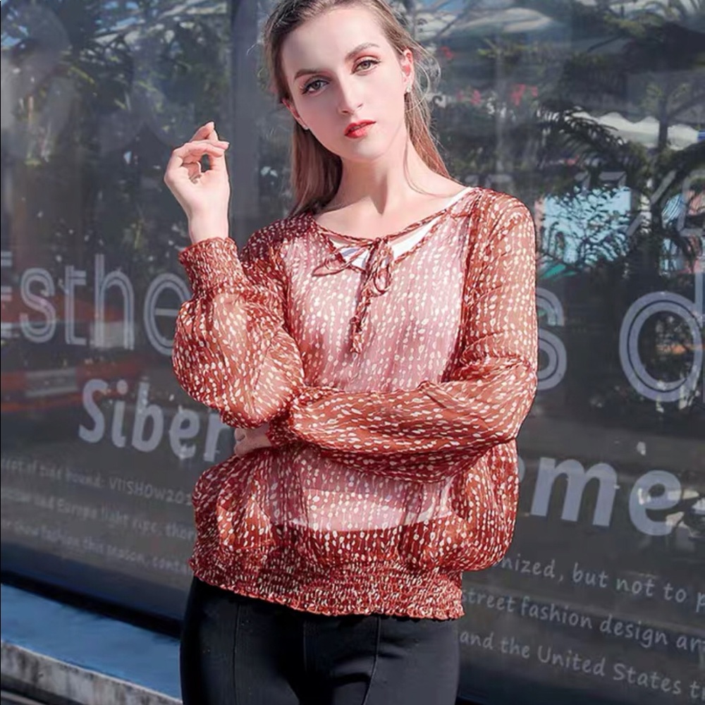 V neck front tie Blouse
